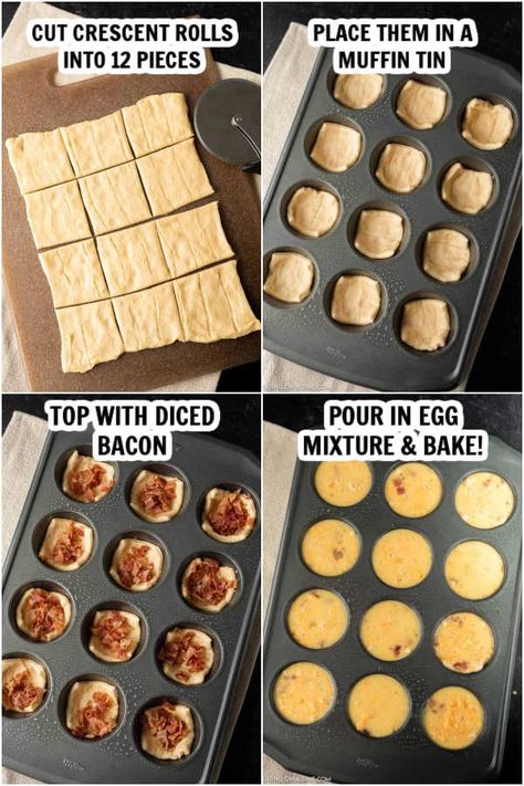 Easy Breakfast Egg muffins Recipe Egg Muffin Cups Crescent Rolls, Breakfast Egg Muffins Crescent Roll, Breakfast Cups Recipe Muffin Tins With Biscuits, Crescent Roll Egg Cups, Mini Muffin Tin Recipes Healthy, Egg Mini Muffin Cups, Muffin Pan Breakfast Recipes, Bacon Egg Muffin Cups, Breakfast Muffin Cups