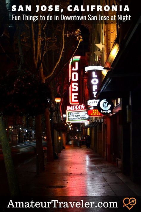 Fun Things to do in Downtown San Jose at Night #san-jose #california #things-to-do #night #couples #date #romantic #travel #vacation #trip #holiday Cool Restaurants, Downtown San Jose, Cool Restaurant, San Jose California, San Jose Sharks, Live Entertainment, Beer Garden, Romantic Travel, San Francisco Bay