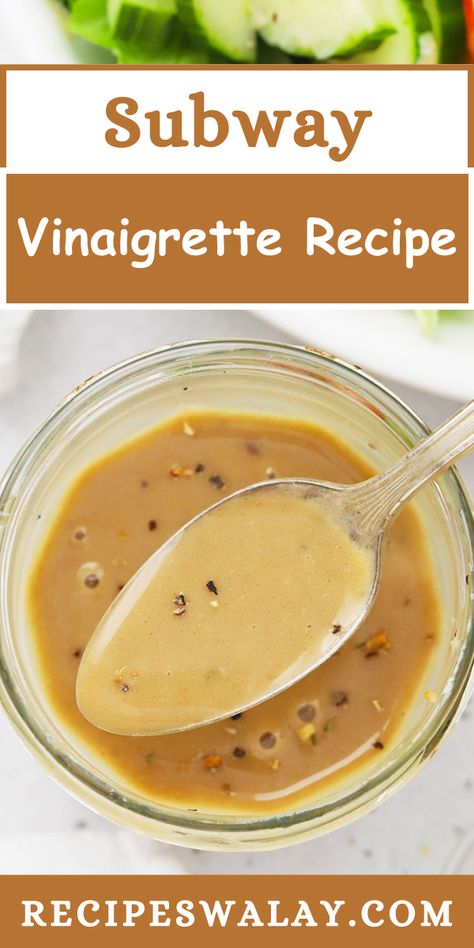 If you're a fan of Subway's unique dressings, then you'll love this homemade Subway vinaigrette recipe. This simple yet delicious vinaigrette ... Subway Sauce Recipe, Subway Vinaigrette Recipe, Subway Copycat Recipes, Sweet Onion Sauce Subway, Sweet Onion Sauce, Sandwich Sauces, Popular Side Dishes, Vinaigrette Recipe, Vinaigrette Recipes