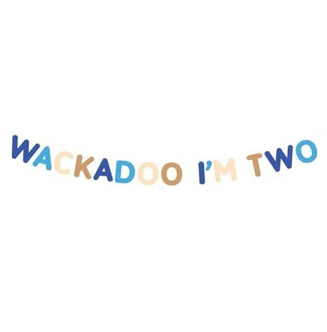 Wackadoo I'm Two, Wackadoo I'm Two Banner, Wackadoo Banner, 2nd Birthday Banner, Blue Birthday Banner, Wackadoo Decorations, Wackadoo Party Bluey Birthday, Balloon Shop, Blue Birthday, Second Birthday, Small Business Branding, Decorating With Pictures, Amazon Handmade, Party Card, Celebration Party