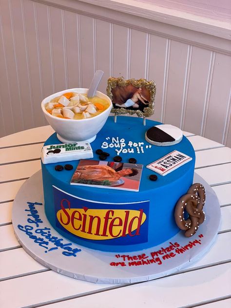 The perfect cake for any seinfeld fan, am i right? Seinfeld Birthday, Decorative Baking, Junior Mints, Surprise Party, Grooms Cake, Seinfeld, Perfect Cake, Food Cravings, Party Cakes