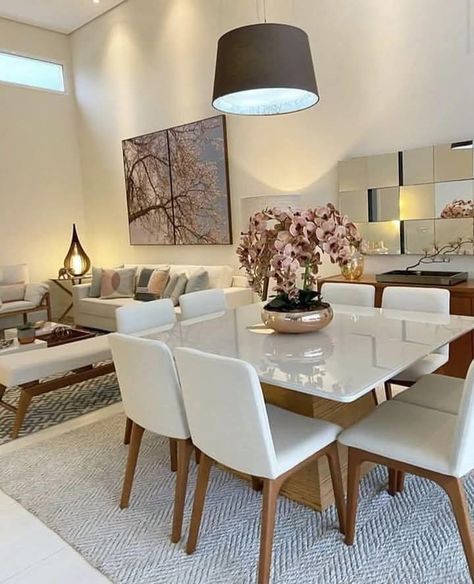 Warm Living Room Decor, Dining Room Furniture Design, Dining Table Design Modern, Diner Decor, Apartment Living Room Design, Living Room Design Decor, Home Design Living Room, Living Room Remodel, Decor Home Living Room