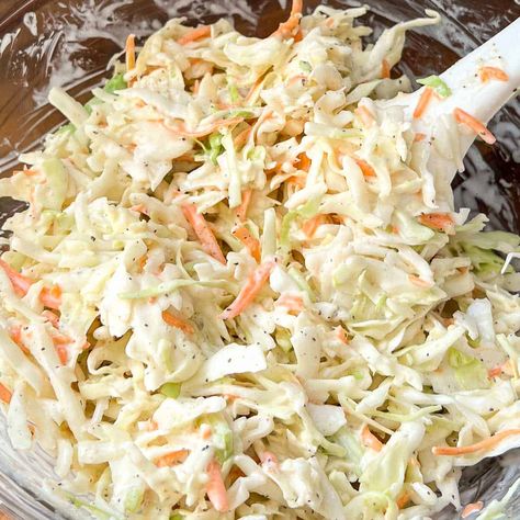 Best Coleslaw For Pulled Pork - Homemade coleslaw recipe for a crunchy coleslaw with sweet & tangy flavors and a creamy coleslaw dressing. Make this easy side dish recipe in under 10 minutes with just a few simple ingredients. Best Cole Slaw Recipe For Pulled Pork, Coleslaw Dressing For Pulled Pork, Creamy Coleslaw Recipe For Pulled Pork, Best Slaw For Pulled Pork, Hamburger Slaw Recipe, Coleslaw For Pork Tacos, Polish Coleslaw Recipe, Coleslaw For 100 People, Slaw For Bbq Pulled Pork