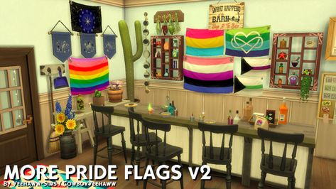 Pride Stuff, Flags With Names, Bisexual Flag, Gay Flag, Lesbian Flag, Better Late Than Never, Sims 4 Game, Cc Finds, Sims Mods