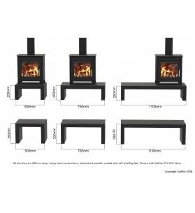 Stove Stand / Bench Free Standing Wood Stove, Corner Wood Stove, Fireplace Modern Design, Standing Fireplace, Electric Stove Fire, Wood Burners, Double Sided Stove, Boiler Stoves, Fireplace Beam