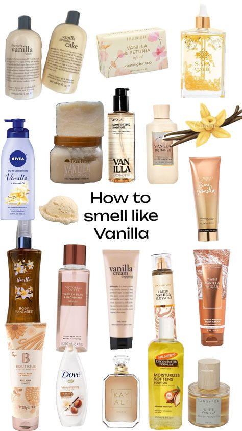 An absolute guide to smelling like vanilla. #vanilla #perfume #victoriassecret #bodylotion #frangipani #mist #bodywash #philosophy #girly #skincare #bodycare #itgirl Girly Skincare, Smell Like Vanilla, Skin Advice, Body Hygiene, Vanilla Perfume, Perfume Scents, Bath And Body Care, Body Care Routine, Glow Up Tips