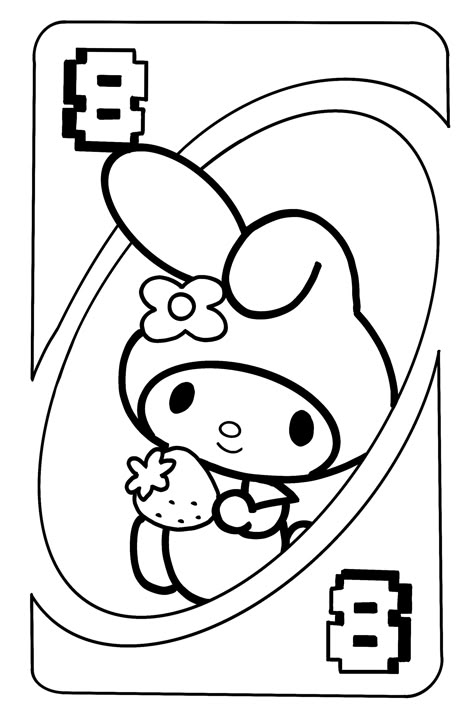 Colouring Pages Kuromi, Hello Kitty Coloring Pages Printable Kuromi, Sanrio Coloring Pages All Characters, Spooky Hello Kitty Coloring Page, Hello Kitty Coloring Book Aesthetic, Uno Cards, Hello Kitty Colouring Pages, Hello Kitty Crafts, Paper Toys Template