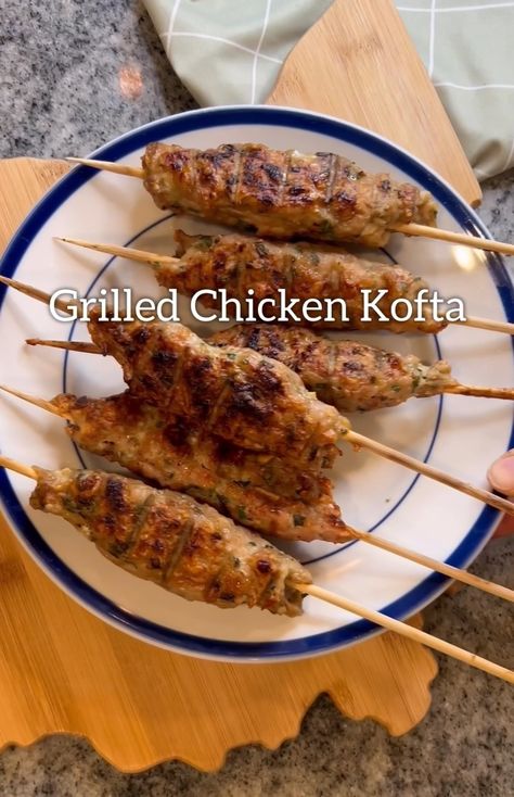 Grilled Chicken Kofta — The Kitchen Light Chicken Kofta, 2024 Meals, Kitchen Light, Gluten Free Dinner, Green Onion, Ground Chicken, 1 Pound, Home Recipes, Tahini