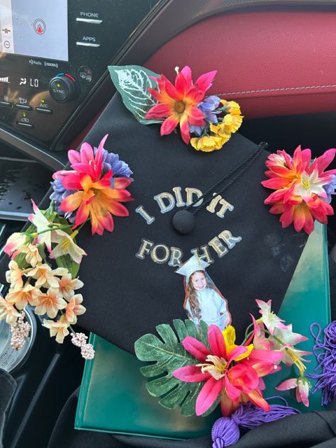 Dora Graduation Cap, First Gen Grad Cap, Graduation Cap Decoration Flowers, Hs Grad Cap Ideas, The Rest Is Still Unwritten Grad Cap, Grad Cap Inspo Sza, Noah Kahan Graduation Cap, Moana Grad Cap, Graduation Cap Designs Best Friends