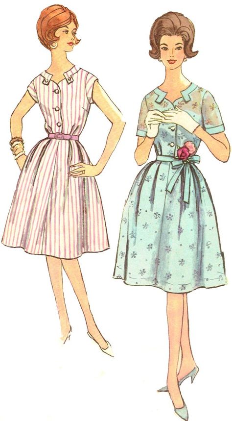 Vintage 1960s Sewing Pattern Simplicity 3959 Misses And Womens' Half Size Slenderette One Pieces Dress For Women 5' 3"  And Under 60s Fashion Outfits 1960s Style, Early 1960s Fashion Women, 1960s Women, 1960s Clothing, 1960s Womens Fashion, 1960s Fashion Women Classy, 1960 Fashion Women, 1960s Dress Pattern, 60s Fashion Outfits