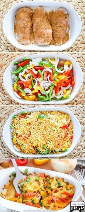 Baked Chicken Fajitas, Easy Baked Chicken, Chicken Fajita, Idee Pasto Sano, Easy Family Meals, Fajitas, Baked Chicken, Pita, Yummy Dinners