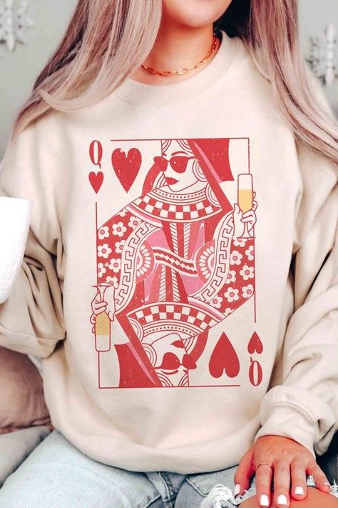 good quality product but wrong color delivered i ordered light sky blue but received dark navy blue Queen Of Hearts Outfit Ideas Casual, Queen Of Hearts Valentines, Painted Sweatshirt, Heart Sweatshirt, Coastal Charm, Sheer Fabric, Queen Of Hearts, Sweater Blouse, Fit Style