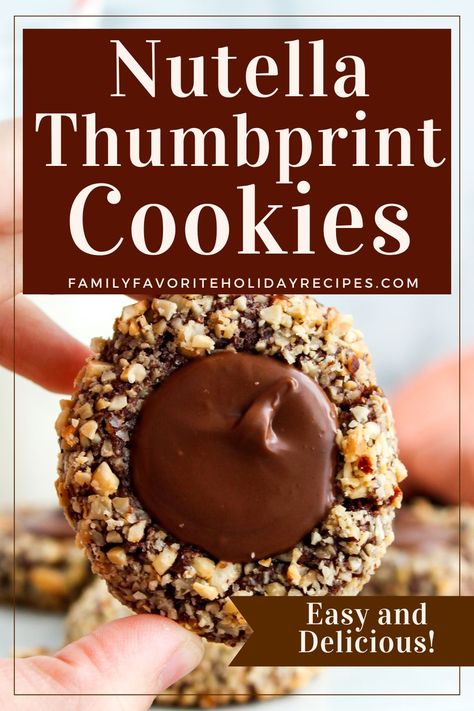 Nutella Thumbprint Cookies, Chocolate Nutella Cookies, Thumbprint Cookies Easy, Nutella Cookies Recipe, Chocolate Hazelnut Cookies, Best Chocolate Chip Cookies Recipe, Hazelnut Cookies, Holiday Cookie Exchange, Nutella Cookies