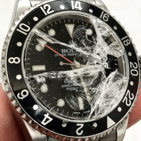 What do you think happened to this one? Rolex GMT for repair at Manhattan Time Service watchmaking smashed sapphire glass Rolex On Wrist, 31mm Rolex On Wrist, Watch Repair, 26mm Rolex On Wrist, Watch Repair Shop, Rolex Datejust Men, Rolex Submariner No Date, Swiss Made Watches, Oyster Perpetual