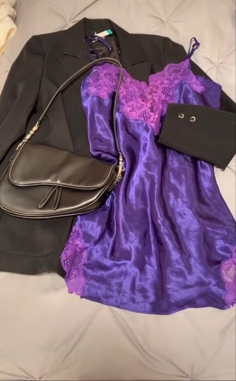 Purple Euphoria Outfit, Purple Metallic Outfit, Purple Club Outfit, Purple And Silver Outfit, Outfits With Purple, Purple Coquette, Euphoria Vibes, Silver Outfits, Quick Fashion