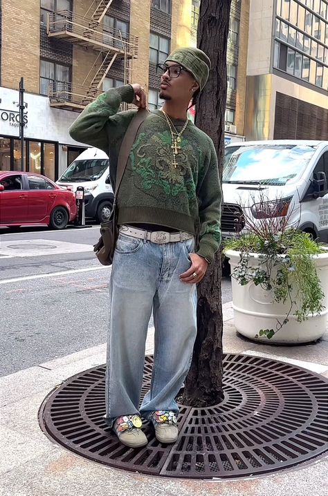 Earthy Black Man Aesthetic Outfits, Fashion Mfs Men, Black Man Aesthetic, Black Men Aesthetic, Men Aesthetic Outfits, Gothic Prom Dress, Man Aesthetic, Men Aesthetic, 90s Fashion Men