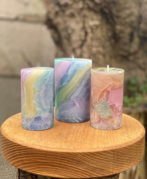 Birthday Gift Table, Funky Candles, Pastel Candle, Fancy Candles, Candle Pattern, Candles Dark, Rainbow Candle, Twist Candle, Artisan Candles