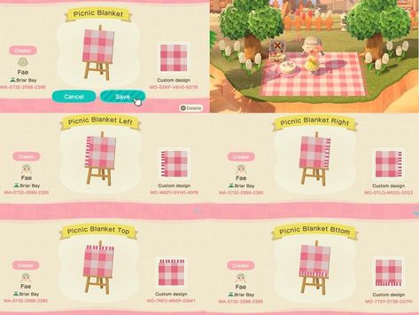 Qr Code Animal Crossing, Animal Crossing Design Codes, Animal Crossing Design, Picnic Blanket Pattern, Animal Crossing Qr Codes, Motif Acnl, Animal Crossing 3ds, Ac New Leaf, Animal Crossing Guide