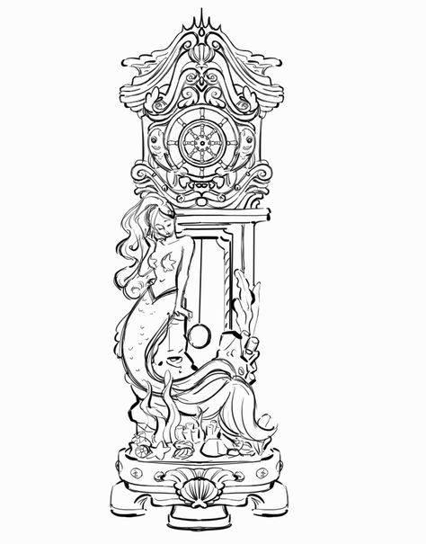 Grandfather Clock Drawing, Clock Drawing, Clock Drawings, Watch Drawing, Witch Room, Flash Ideas, Digital Art Inspiration, Vintage Notebook, Wipes Case