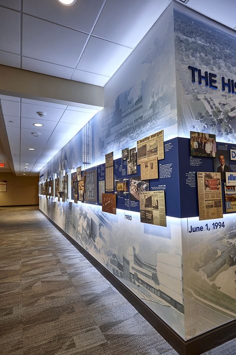 Genesis Health System — Exhibit Design — Silver Oaks Museum Exhibition Design Display, Timeline Wall, Exhibit Design Inspiration, Savannah State University, Exhibition Display Design, Culture Wall, Museum Ideas, Corporate Interior Design, Museum Exhibition Design