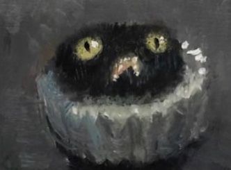 Paintings Of Cats, Vanessa Stockard, Black Cat Painting, Old Paintings, Power Couple, Oui Oui, Weird Art, Cat Painting, Funky Art