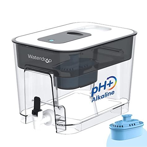 Waterdrop Alkaline Water Filter Dispenser, Large 40-Cup, Up to PH 9.5, Healthy, Clean & Toxin-Free Mineralized Alkaline Water, 100-Gallon, BPA Free, Black (1 Filter Included) Drinking Alkaline Water, Water Filter Pitcher, Healthy Water, Water Filters System, Alkaline Water, Water Filters, Water Coolers, Drink More Water, Water Filtration System