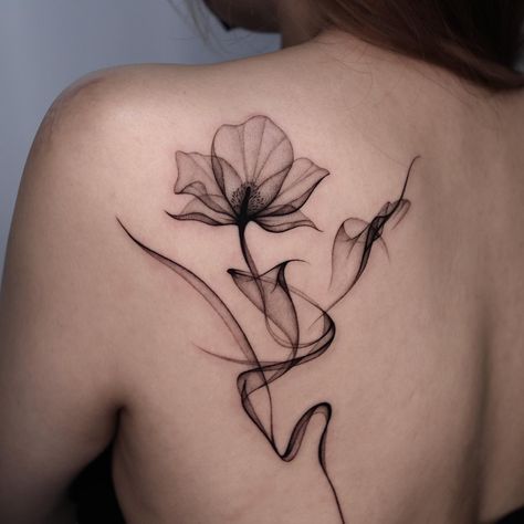 Lightning Flower Tattoo, Smoky Flower Tattoo, Flower Wave Tattoo, Back Tattoo Floral, Holistic Tattoo, X Ray Flower Tattoo, Hadestown Tattoo, Xray Flower Tattoo, Back Tattoo Flower