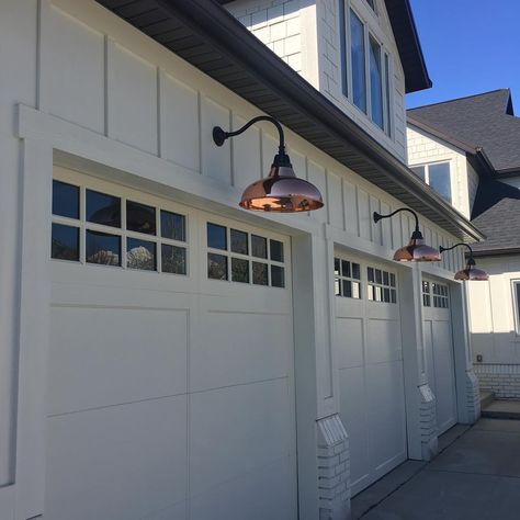 Meagan Rae Interiors on Instagram: “Remodel exterior! Duck duck goose neck is the way we play! #meaganraeinteriors #instagood #interiordesign #remodel” Goose Neck Lighting, Duck Duck Goose, Duck Duck, Lighting Outdoor, Outdoor Lighting, Garage Doors, The Way, Garage, Exterior