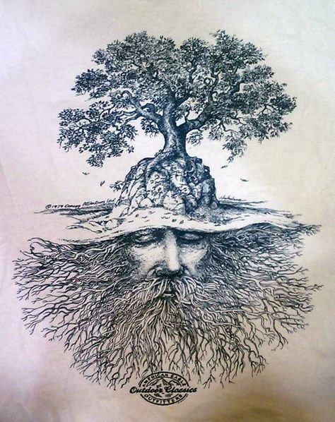 Tree beard. An OLD American Eagle t-shirt design Tree Beard, Roots Drawing, Tree Roots Tattoo, Tree Tattoo Back, Tree Of Life Artwork, Roots Tattoo, Mother Earth Art, Oak Tree Tattoo, Tree Man