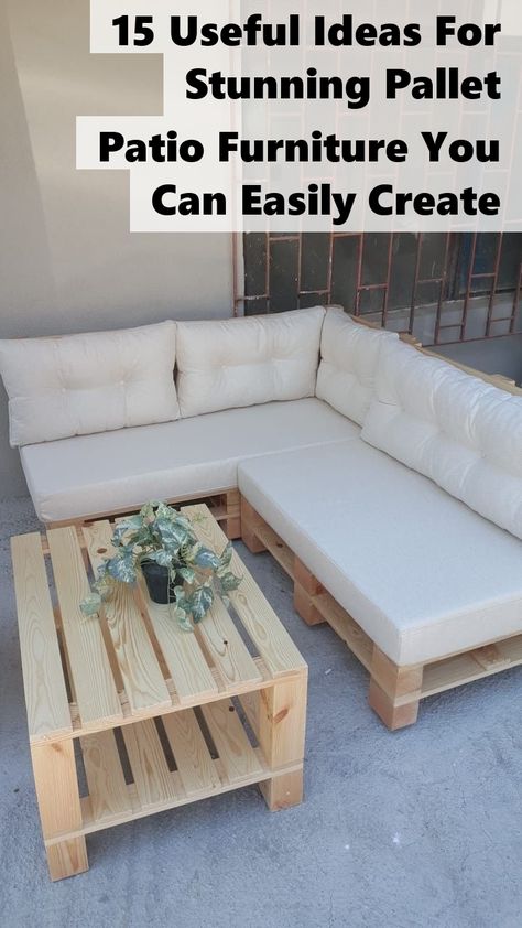 Transform your outdoor space with creative and budget-friendly pallet patio furniture! In our guide, "15 Useful Ideas For Stunning Pallet Patio Furniture You Can Easily Create," you'll discover innovative designs and step-by-step instructions to craft unique pieces that enhance your patio's charm. Whether you're a DIY novice or a seasoned pro, these ideas will inspire you to make your outdoor area a cozy retreat. Start your project today and enjoy the beauty of custom furniture! Furniture Pallet Ideas, Easy Pallet Patio Furniture, Outdoor Patio Ideas Wood Pallet Furniture, Outdoor Furniture Diy, Pallet Furniture Outdoor Patio Apartment, Diy Pallet Table Outdoor Patio, Pallet Patio Furniture Diy Instructions, Pallet Furniture Outdoor Couch, Pallet Table Outdoor