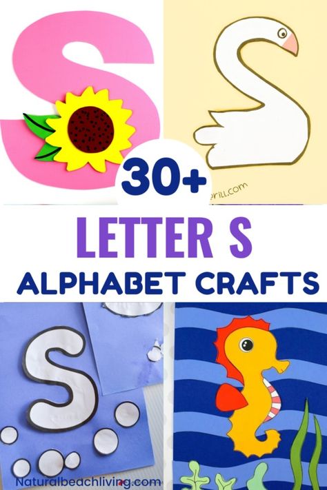 25+ Fun Letter S Crafts for Preschool - Natural Beach Living S Crafts For Preschool, Letter S Crafts For Preschool, Shark Crafts, Letter S Crafts, Letter S Activities, Easy Preschool Crafts, Winter Crafts Preschool, Sun Crafts, Science Experiments For Preschoolers