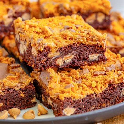 Butterfinger Brownies, Stuffed Brownies, Brownie Desserts Recipes, Bar Desserts, Chocolate Peanut Butter Brownies, Lemon Brownies, Perfect Brownies, Best Banana Pudding, Peanut Butter And Chocolate