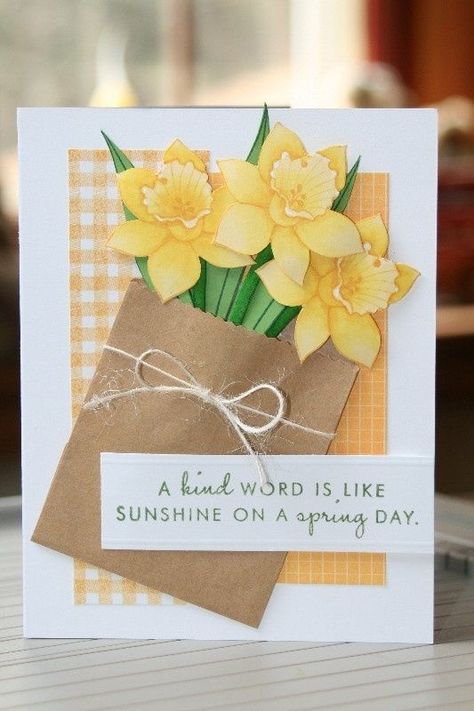 Paper Bag Flowers, Spring Daffodils, Burlap Bags, Pet Pet, Bag Flower, Flower Card, Spring Cards, Brown Paper, Floral Cards