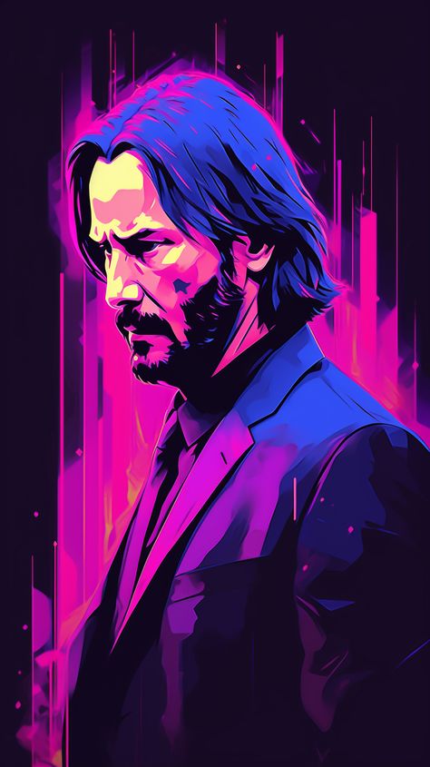 John Wick, Neon Poster design, Created in Photoshop Movie Character Poster Design, John Wick Painting, John Wick Artwork, Movie Artwork Illustration, John Wick Drawing, John Wick Anime, John Wick Fanart, John Wick Wallpapers, John Wick Art