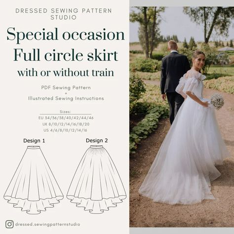 Circle Skirt Special Occasion Full Circle Skirt Sizes - Etsy UK Dress Types, Circle Skirt Pattern, Full Circle Skirt, Full Circle Skirts, Floor Length Skirt, Sewing Skirts, Rock Design, Full Circle, Skirt Design