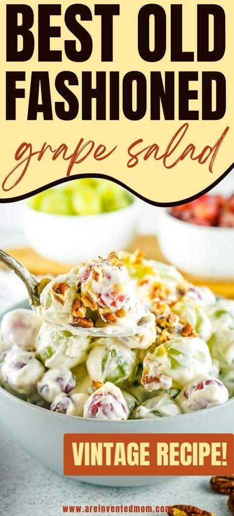 Red Grape Salad, Grape Dessert Recipes, Brunch Fruit Salad, Funky Bob Hairstyles, Creamy Grape Salad, Peach Desserts Easy, Grape Dessert, Dried Watermelon, Orange Juice Recipes