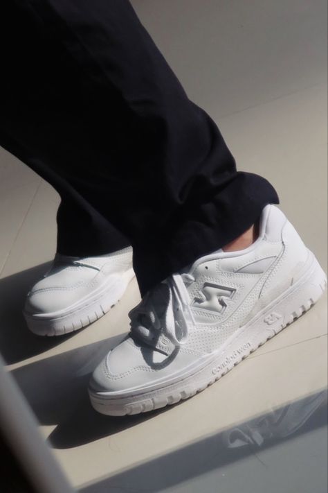 women's new balance 550 all white Nb 550 White, Nb 550, Sneakers Head, Balance 550, Shoes Outfit Fashion, Shoes Outfit, All White, White Sneakers, Sneaker Head