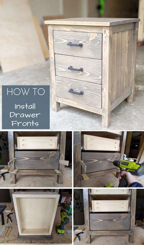 Diy Nightstand, Diy Drawers, Building Furniture, Diy Wooden Projects, Wooden Projects, Woodworking Furniture, Diy Furniture Projects, Bedroom Night Stands, Woodworking Projects Diy