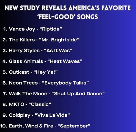 Feel Good Songs, Walk The Moon, Everybody Talks, Shut Up And Dance, Good Songs, Viva La Vida, Glass Animals, Coldplay, Music Stuff