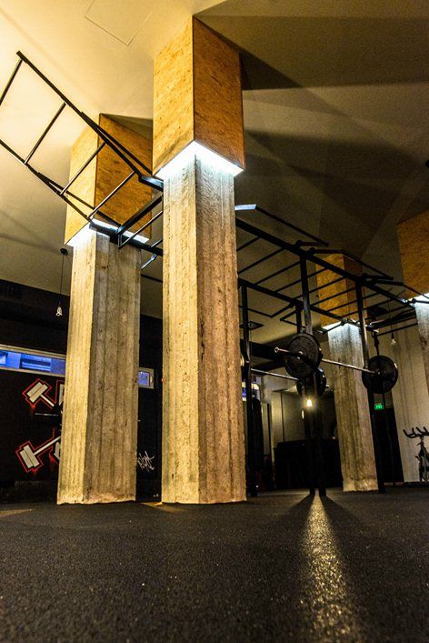 CrossFit Box Komotini, Komotini, 2014 - Anastasis Giannakakis Functional Training Gym, 4th Dimension, Crossfit Box, Tiny House Camper, Personal Training Studio, Pillar Design, Gym Interior, Crossfit Gym, Boxing Gym