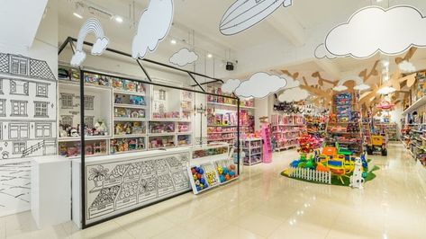 Algo Grosso Toy Shop - Picture gallery 6 Toys Shop Interior, Toy Shop Display, Toy Store Design, Toy Organization Diy, Toy Storage Bench, Materials Board Interior Design, Kids Toy Store, Kids Toy Shop, Interior Display