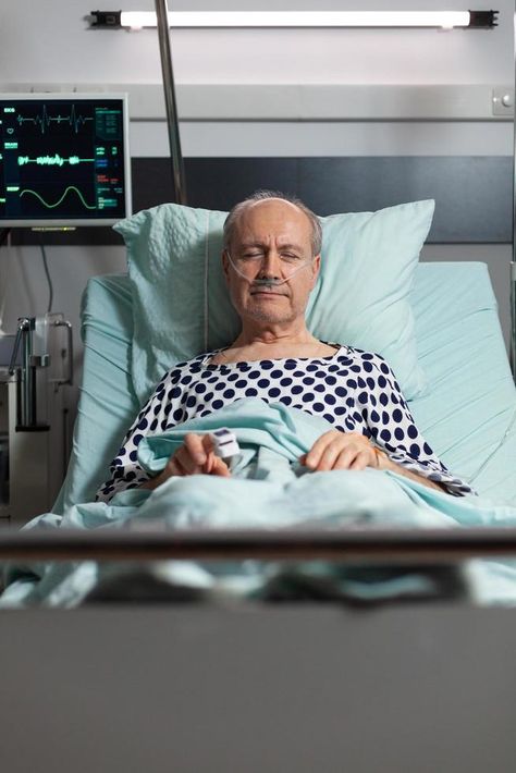 Portrait of senior man patient resting in hospital bed In Hospital Bed, Dramatic Poses, Alzheimer Care, Bed Picture, Men Lie, Bed Rest, Abstract Art Poster, Marketing Poster, Hospital Bed