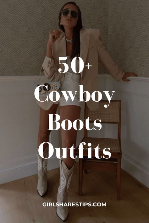 Get inspired with 50+ trendy outfit ideas featuring cowboy boots! Perfect for women looking to achieve an effortlessly chic look for any occasion—from casual outings to dressy events like weddings or dinner dates. Mix and match with jeans, skirts, shorts, or dresses in colors like white, black, brown, and red. Ideal for spring, summer, fall and winter festivities or country concerts in Nashville! Elevate your wardrobe with these simple yet elegant ensembles that embody Western chic aesthetics! Western Ankle Boots Outfit Winter, Fall Outfits With Cowgirl Boots, Cowboy Boots Winter Outfit, Fall Western Outfits Women, Cowboy Boots Fall Outfit, Fall Cowboy Boot Outfits, Cowgirl Boots Outfit Winter, Winter Cowboy Boots Outfit, Cowgirl Boots Outfit Fall