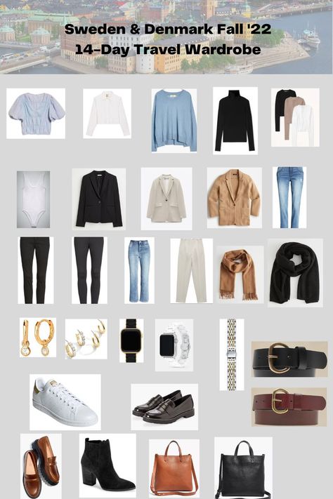 Denmark Fashion, Packable Backpack, Curated Outfit, Sweden Travel, Multiple Ear Piercings, Party Organization, Multiple Outfits, Trip Outfits, Travel Outfits