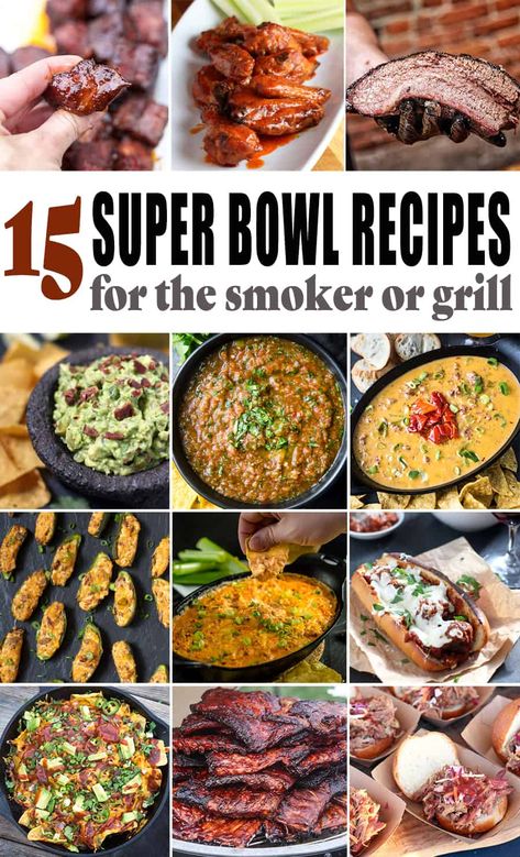 Super Bowl Meat, Super Bowl Party Food Smoker, Traeger Game Day Recipes, Brisket Bruschetta, Super Bowl Smoker Recipes, Game Day Smoker Recipes, Smoked Appetizers, Smoked Brisket Chili, Recipes For The Grill