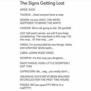 The signs getting lost Zodiac Stories, Zodiac Sign Fashion, Zodiac Signs Chart, Zodiac Funny, Zodiac Signs Sagittarius, Zodiac Signs Taurus, Zodiac Signs Pisces, Food Pyramid, Zodiac Signs Leo