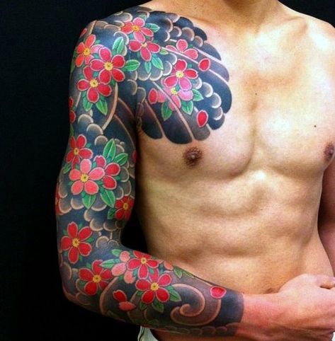 Japanese Cloud Tattoo, Cloud Tattoos, Kitsune Tattoo, Cloud Tattoo Design, Small Wave Tattoo, Japanese Tattoos For Men, Flowers Japanese, Japanese Flower Tattoo, Vegan Tattoo