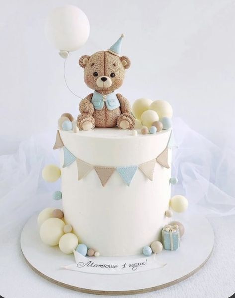 Teddy Bear 1st Birthday Cake, Bear Cake 1st Birthday, Beary First Birthday Cake, Teddy Bear Cake Ideas, Teddy Birthday Cake, Teddy Bear Birthday Cake, Teddy Cake, Baby 1st Birthday Cake, Teddy Bear Cupcakes