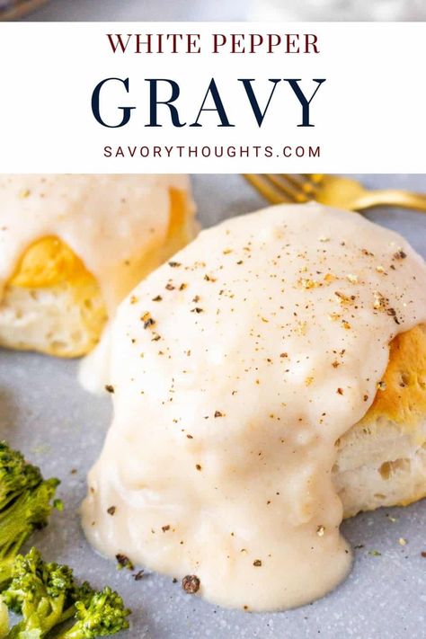 Blending an indulgent, creamy texture with a flavorful hit of pepper, this White Pepper Gravy recipe is one that every home cook should know. Pepper Gravy Recipe White, Peppered Gravy Recipe, Best White Gravy Recipe, White Pepper Gravy Recipe, Pepper Gravy Recipe, Southern Cake Recipes, Cream Gravy Recipe, Healthy Southern Recipes, White Pepper Gravy