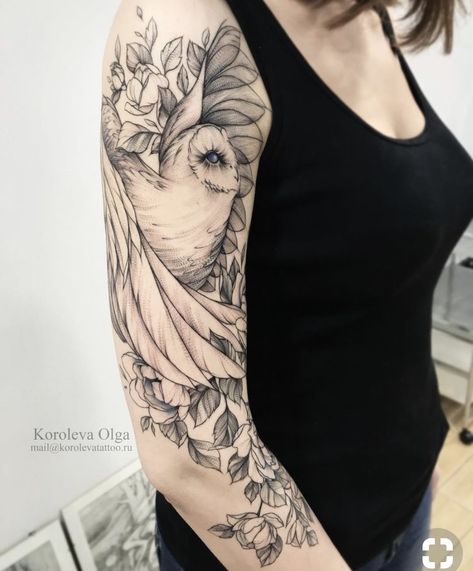 Owl Tattoo Sleeve, Simple Tattoos For Women, Elephant Tattoo Design, Owl Tattoo Design, Upper Arm Tattoos, Trendy Tattoo, Tattoo Feminina, Owl Tattoo, Tattoos For Daughters